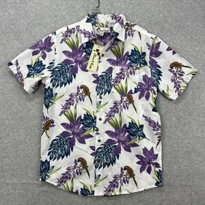 Oliver‎ Burke Shirt Mens Small Purple Floral Hawaiian Tropical Beach Resort NEW